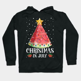 Christmas In July Watermelon Xmas Tree Summer Hoodie